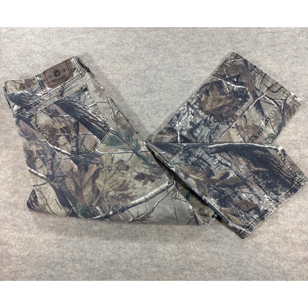 Wrangler Realtree AP Camo Double Knee Pants Mens 36x30 97GR1AP Hunting Cotton